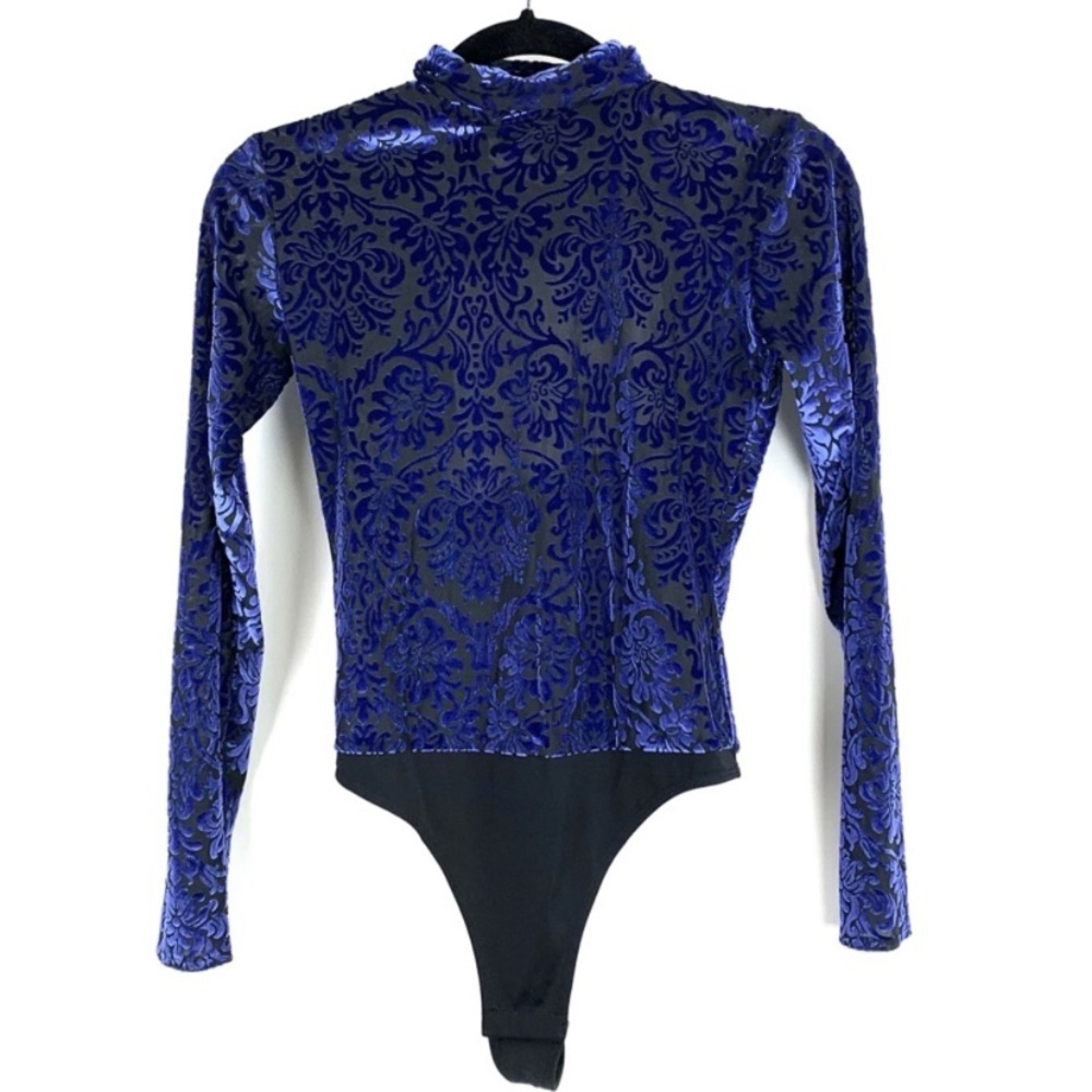 Amanda Uprichard Blue Velvet Lace Bodysuit
